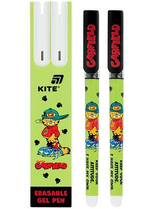 Ручка гелевая "пиши-стирай" kite garfield bc26-069, синяя, 2 штуки, в пенале