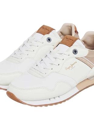Женские бежевые кроссовки london snake w pepe jeans pls40024