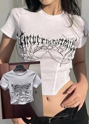 Стильний кроп-топ у стилі y2k / grunge з ланцюжками б/у