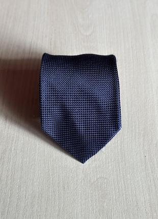 Шовкова краватка olymp handmade 100% silk темно-синя фактурна оригінал