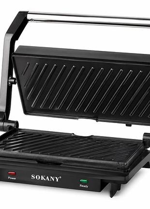 Електричний контактний гриль sokany sk-220, 1200 вт, антипригарне покриття, притискний гриль для стейків, овочів і сендвічів