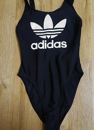 Черный слитный купальник adidas