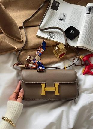 Сумка жіноча hermes constance 26 шоколадна шкіряна