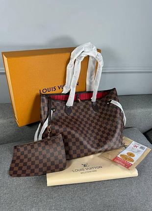 Сумка louis vuitton neverfull mm damier ebene with pochette