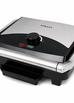 Электрический гриль sokany kj-210, 2800 вт, с регулятором температуры и антипригарным покрытием