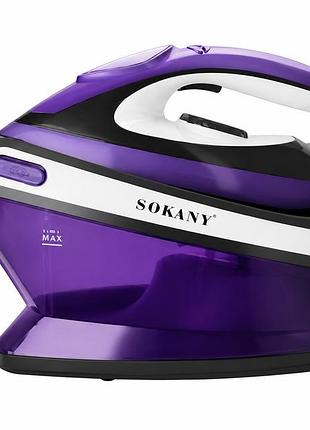 Паровой утюг с парогенератором sokany sk-yd-2121 2800 вт, резервуар 1.5 л, керамическая подошва, фиолетовая