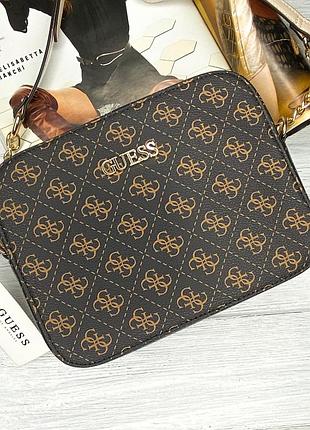 Жіноча стильна сумка на плече guess (4425) brown
