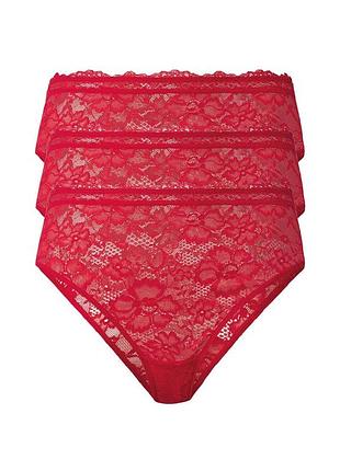 Трусики-бразилиана набор 3 шт. кружевные для женщины esmara lycra® 423552 l красный