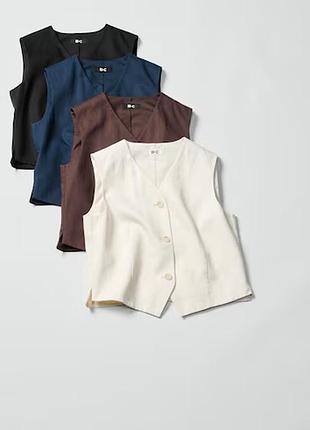 Жилет uniqlo:c льняной premium linen vest