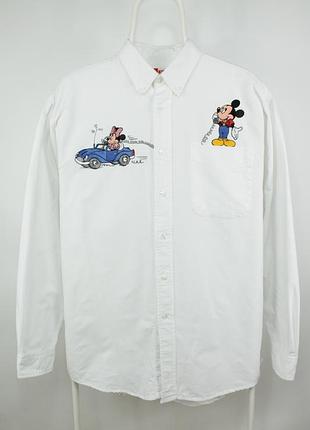Белоснежная винтажная рубашка рубашка disney mickey &amp; co white cotton shirt men's