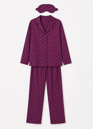 Піжама (сорочка, штани і маска) для жінки vivance dreams 17229843 34(xs) бордовий