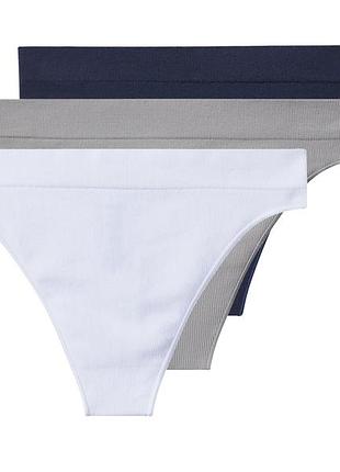 Трусики-стринги набор 3шт. в рубчик для женщины esmara lycra® 486940 l комбинированный