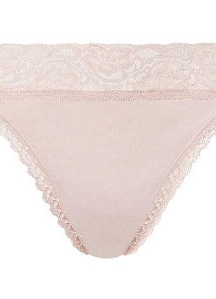Трусики-стринги хлопковые с круживом для женщины esmara lycra® 443087 m бежевый
