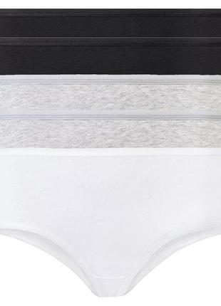 Трусики-хіпстери набір 5 шт. бавовняні для жінки esmara lycra® 357393_464789 s чорно-білий