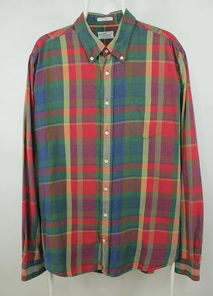Яскрава вінтажна сорочка рубашка gant the rugger indigo twill checked shirt men's