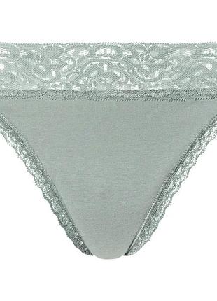 Трусики-стринги бавовняні з мереживом для жінки esmara lycra® 443087 m зелений