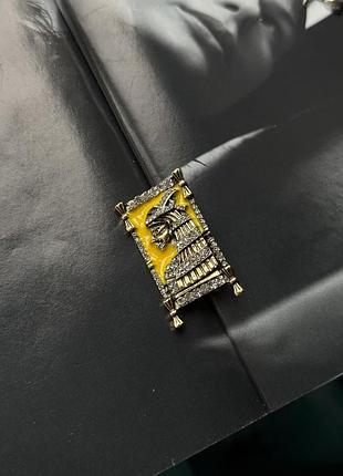 Брошка картина в давньоєгипетському стилі емаль жовта камінці булавка