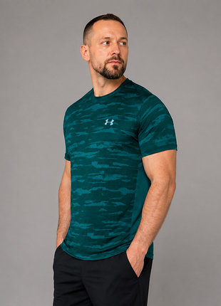 Сине-зеленая футболка under armour мужская беговая (оригинал)