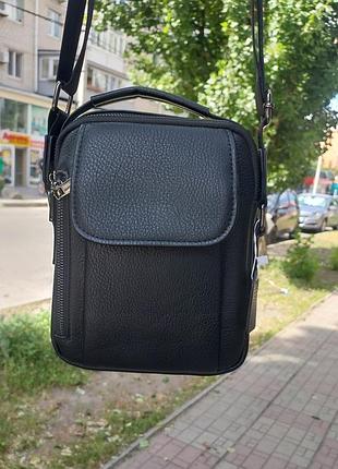 Мужская сумка борсетка черная через плечо