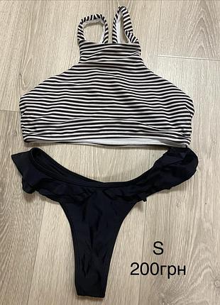Роздільний чорний купальник зі стрінгами s boohoo