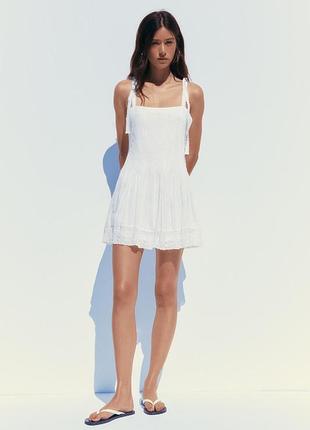 Літній білий сарафан zara , натуральна тканина, розмір s