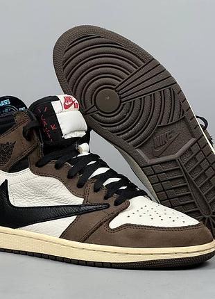 Nike jordan 1 retro high travis scott кеды кеди кроссовки кросівки обувь взуття шкіра черевики демисезон ботинки кожа классика найк джордан тревіс