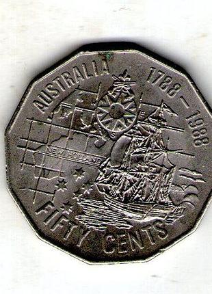 Австралия 50 офиса, 1988 200-летия австралии медно-никелевый сплав, 15.55g, ø 31.5mm no4176