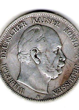Немецкая империя ø пруссия вильгельм i 5 марок, 1874 год серебро 0.900, 27.77g, ø 38mm no4186