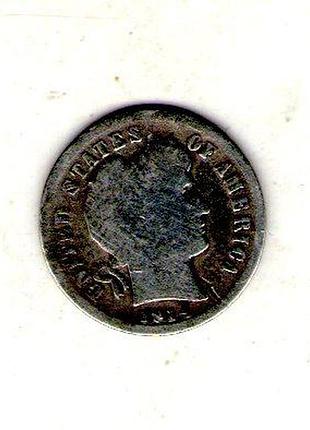 Сша 1 дайм, 1914 год barber dime серебро 0.900, 2.5g, ø 17.91mm no1993