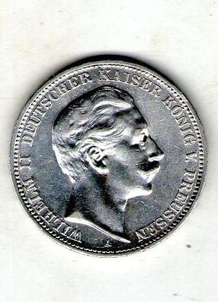 Немецкая империя ø пруссия 3 марки, 1911 год серебро 0.900, 16.67g, ø 33mm no4158