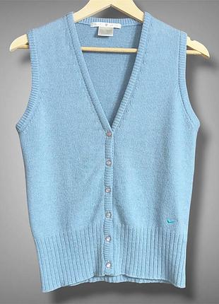 Nike golf y2k m шерстяная жилетка на пуговицах голубая винтаж