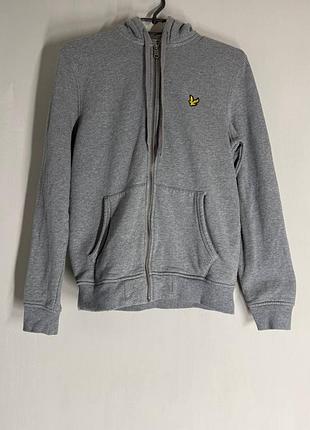 Чоловіче сіре худі на блискавці lyle & scott (розмір s) — фірмова трикотажна зип-толстовка з капюшоном