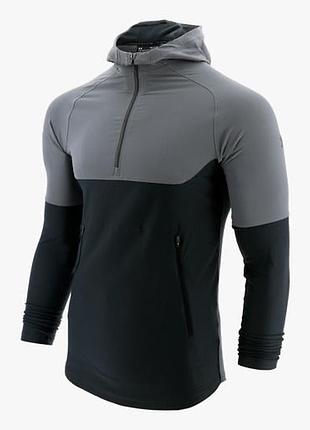 Мужская худи парка-анорак серая  с молнией до половины under armour threadborne vanish