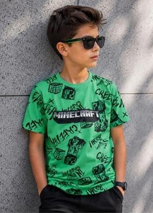 Зеленая футболка minecraft primark на мальчика 10 -11 лет