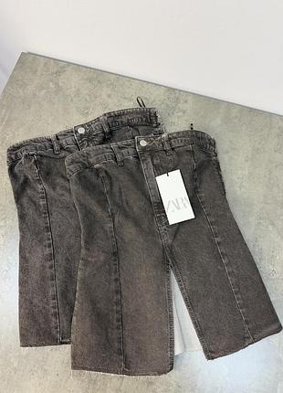 Женский серо-коричневый джинсовый топ корсет zara
