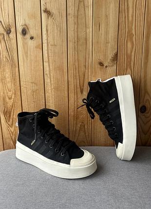 Чорні кеди взуття кросівки на платформі adidas nizza