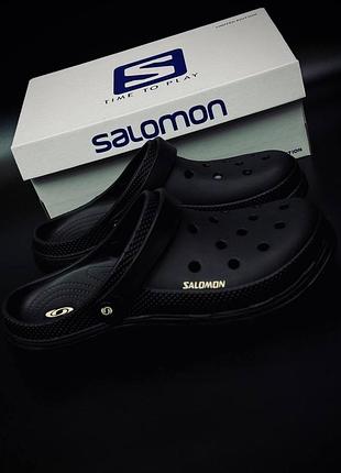 Шльопки з закритими пальцями чоловічі крокси salomon reelax slide чорні повсякденні крокси дихаючі на літо для вулиці та дому