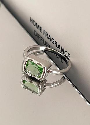 Серебро 925 кольца кольцо акцентное с зеленым камнем