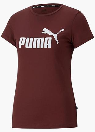Футболка жіноча puma essentials logo tee bordo 586775-50