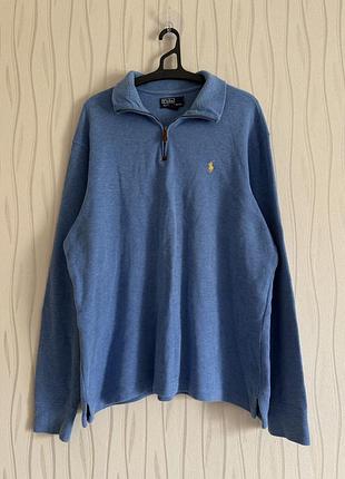 Оригінальний 1/4 zip світшот polo ralph lauren блакитного кольору розмір л