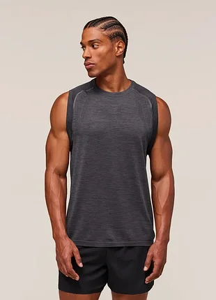 Мужская спортивная майка gymshark apex seamless tank (серый меланж)