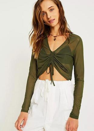 Топ сітка fairycore grunge mesh tie front crop top urban outfitters uo ферікор гоблінкор goblin core hippie хіппі ретро вінтаж зелений гранж