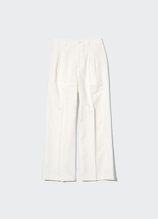 Фірмові льняні брюки uniqlo linen blend tucked wide pants