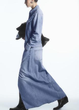 Джинсова жіноча сукня cos denim maxi shirt dress / 34