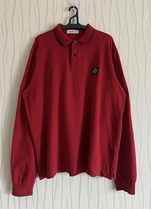 Оригінальна регбійка поло stone island червоного кольору розмір 3xl