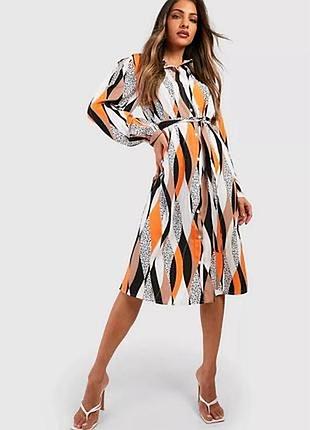 Сукня сорочка в принт без пояса boohoo 18