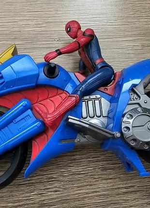 Мотоцикл и фигурка человека-паука, автомобиль batman игрушки светится и звучит бэтмобиль 5