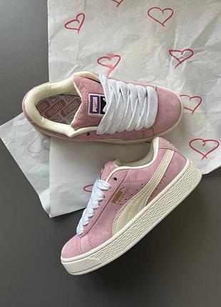 Стильные женские кроссовки puma suede xl pink white