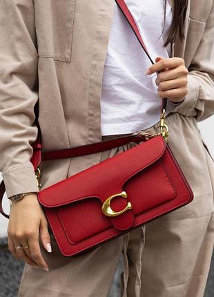 Coach premium брендовая сумка лаковая натуральная кожа премиум красная вишнёвая