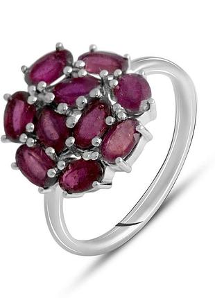 Срібне кільце komilfo з натуральним рубіном 3.65ct, вага виробу 2,96 г (2073581) 18 розмір